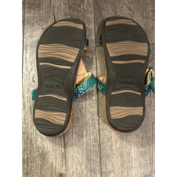 Vionic Women's Green Ortho heel Snakeskin Print Slide Sandals Size 7 - Picture 4 of 7